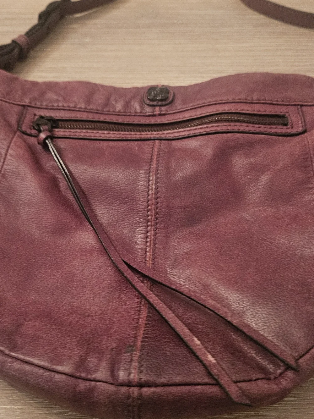 Elliot Lucca Leather Crossbody Bag in Deep Burgundy